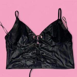 Bear Dance Black Lace-Up Crop Top